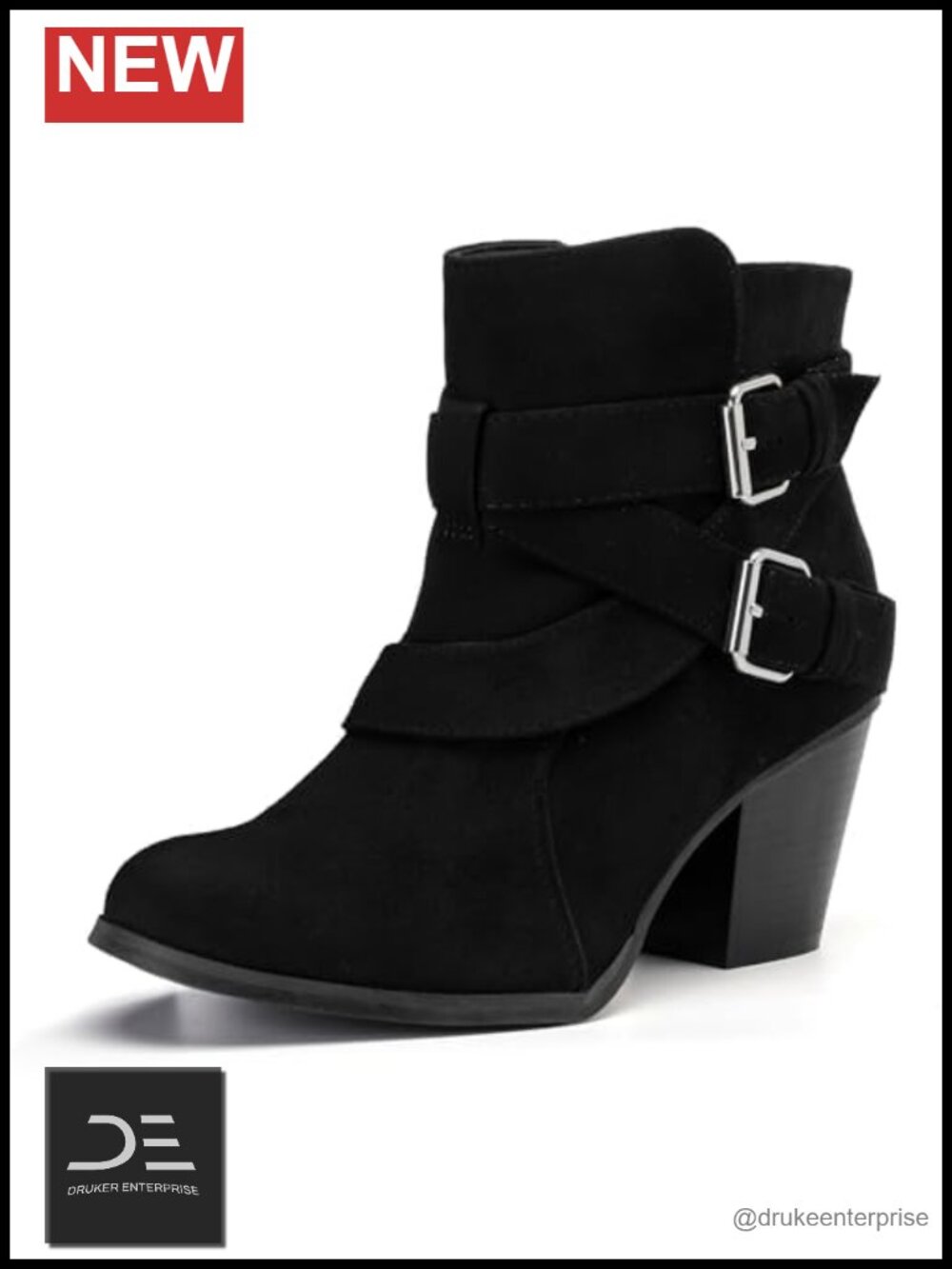Womens Extra Wide Calf Ankle Boots Memory Foam Insole Block Heel Zipper